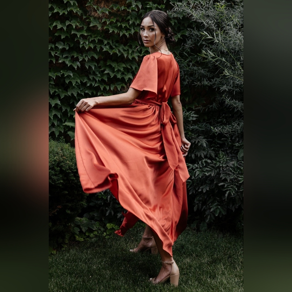 NWT Baltic Born Sicily Satin Rust Maxi Dress - Picture 2 of 13